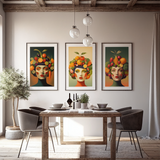 70s style PRINTABLE WALL ART, 4 Unique Vintage Design Prints, Retro Midcentury Wall Decor, Arcimboldo style
