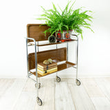 1960s Westgerman midcentury walnut FOLDING BAR CART Serving Trolley