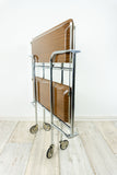 1960s Westgerman midcentury walnut FOLDING BAR CART Serving Trolley