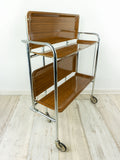 1960s Westgerman midcentury walnut FOLDING BAR CART Serving Trolley