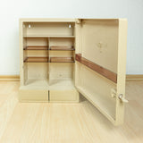 1970s milk coffee color BATHROOM MEDICINE CABINET, Lock and 2 Drawers