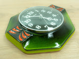 Moss Green Orange Black 1970s MIDCENTURY WALL CLOCK By Heges