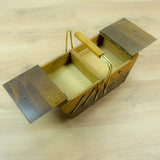 1960s Bicolor Midcentury OAK WOODEN SEWING or cantilever Jewelry Box