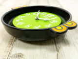 Neon green black 1970s German CERAMIC WALL CLOCK by Pallas