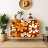 Bold Floral 70s Style Bathroom Mat Set | Retro Midcentury 3-Piece Rugs