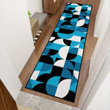 Retro 60s Bauhaus Runner Rug – Midcentury Blue White Black, Multiple Sizes