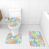 Retro 70s Hippie Flower Power Midcentury Bath Rug 3-Piece Set