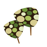 Midcentury 70s Triangle Nesting Coffee Table Set - Green Polka Dot Accent