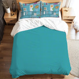 50s Pattern Queen Size Microfiber Comforter Set: Retro Midcentury Bedding