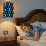 Sunburst Retro Linen Shade Wall Sconces - Midcentury Plug-in Lamp Set of 2