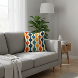 70s Retro Midcentury Pillow Cover – Soft Cotton Blend Sofa Cushion