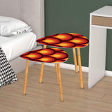 Triangle Peacock Eyes 70s Retro Tripod Nesting Table Set - Orange Red