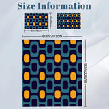 Blue Yellow Microfiber Comforter Set: Midcentury Retro Queen Size Bed