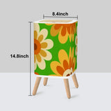 70s Mid Century Modern Wastebasket: Floral Nordic Trash Can with Lid