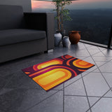 RETRO 70s Midcentury OUTDOOR RUG Orange Yellow Burgundy Non Slip, 4 Sizes