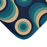 Blue Beige 60s Wave Pattern Bath Mat | Mid Century Home Decor