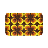 Retro 60s Floral Bath Mat | Mid Century Brown Yellow Flower Pattern