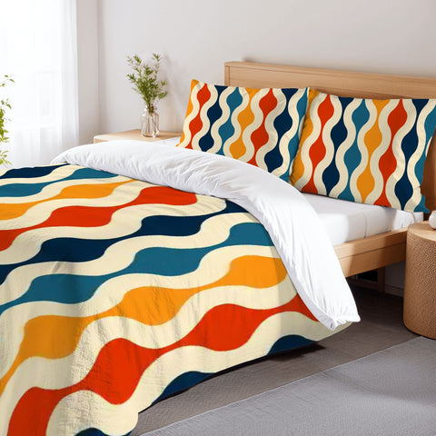Colorful 70s Retro Duvet Cover Set: Midcentury Modern Home