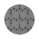 Black White Retro 80s Round Chenille Rug, Monochrome Vintage Style Accent