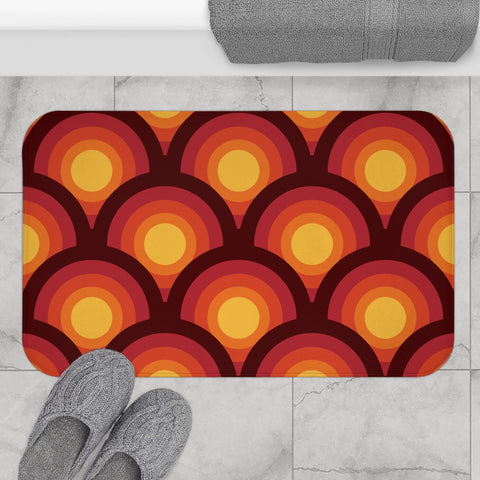 Midcentury 70s Peacock Pattern Bath Mat | Vintage Home Decor