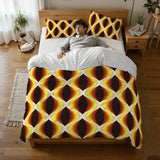 Honeycomb Pattern Microfiber Comforter Set: 70s Retro Queen Size Bedding