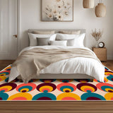 Atomic Midcentury Area Rug 48"x72" – White Border Retro Modern Design