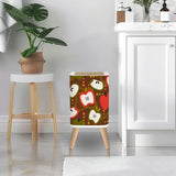 Square Small Trash Can with Lid, Apples Mid Century Pattern 1950s