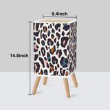 Retro Square Small Trash Can with Lid, Colorful Leopard Pattern
