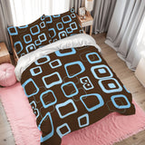 Retro 70s Duvet Cover Set: Brown Blue Mid-Century Modern Bedding