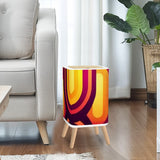 Retro 70s Nordic Lidded Trash Can: Orange Midcentury Modern Style Garbage Bin