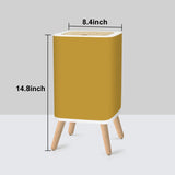 Retro Square Small Trash Can with Lid, Yellow Ochre Warm Mustard
