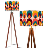Peacock Eye Retro 70s Tripod Lamp – Midcentury Floor Light with LED Remote