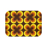 Retro 60s Floral Bath Mat | Mid Century Brown Yellow Flower Pattern