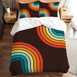 70s Disco Pattern Comforter Set: Retro Midcentury Queen Size Microfiber Bed
