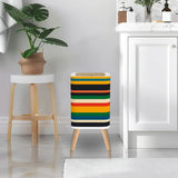 Scandi 1970s Retro Square Small Trash Can with Lid, Stripes Multicolor