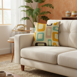 70s Midcentury Pillow Cover – Retro Pattern Decorative Cushion