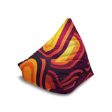 Retro 70s Bean Bag Chair Cover: Orange Mid-Century Modern Floor Seating