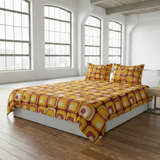 70s Orange Brown Retro Bedding in 4 Sizes – Midcentury Quilt Cover Set