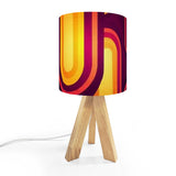 Midcentury Retro Tripod Table Lamp: Vibrant Orange Red Linen Shade, Remote