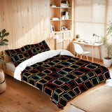 Black 60s Retro Comforter Set: Queen Size Microfiber Bedding