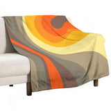 Midcentury Modern Fleece Orange Brown Blanket – Retro 70s Vintage Style