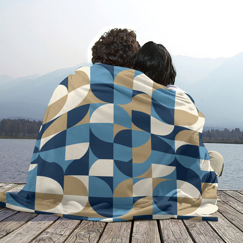 Retro 60s Single-Side Printing Flannel Blanket, Soft Vintage Style Home Decor