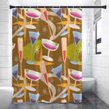 Midcentury Shower Curtain – Retro Bathroom Decor, Bold 60s Pattern