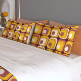 70s Orange Brown Retro Bedding in 4 Sizes – Midcentury Quilt Cover Set