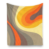 Midcentury Modern Fleece Orange Brown Blanket – Retro 70s Vintage Style