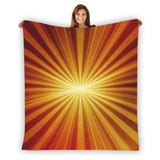 Retro 70s Sunburst Flannel Blanket – Midcentury Modern Cozy Throw