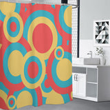Midcentury Modern Shower Curtain – Retro Bathroom Decor, Bold 70s Bubble Pattern