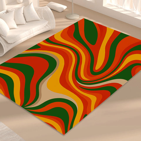 Retro 70s Rectangular Foldable Floor Mat – Midcentury Modern Area Carpet