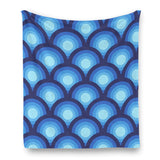 70s Retro Peacock Eye Home Decor Blanket – Blue Midcentury Modern Decor