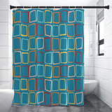 Blue 60s Retro Shower Curtain – Midcentury Modern Bathroom Accent